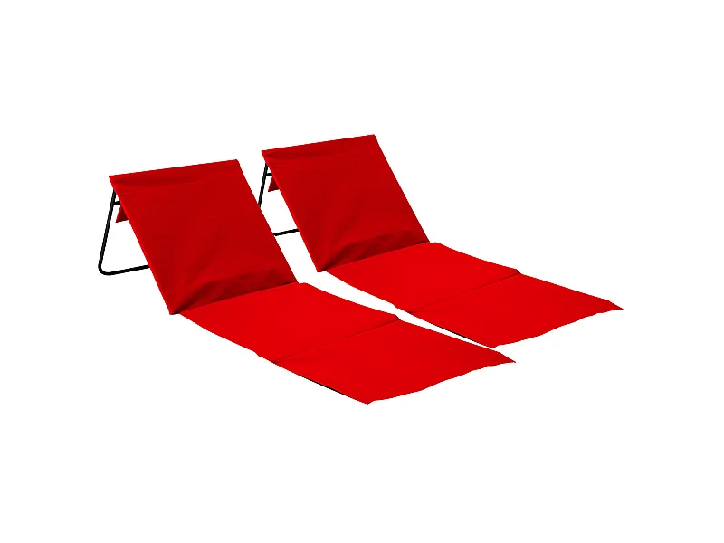 Pack 2 Esterillas Plegables de Playa Acolchadas con Respaldo 153x51x42cm O91