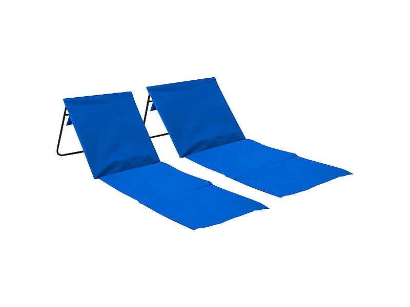 Pack 2 Esterillas Plegables de Playa Acolchadas con Respaldo 153x51x42cm 7house