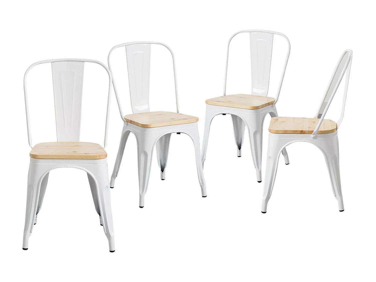 Pack 4 Sillas Industriales Strong con Asiento de Madera 44x43x84cm Thinia Home