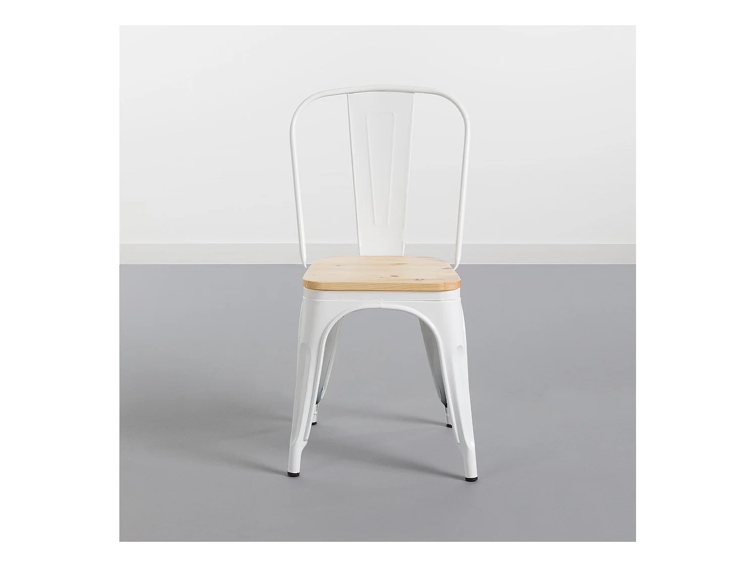 Pack 4 Chaises industrielles robustes avec assise en bois 44x43x84cm Thinia Home