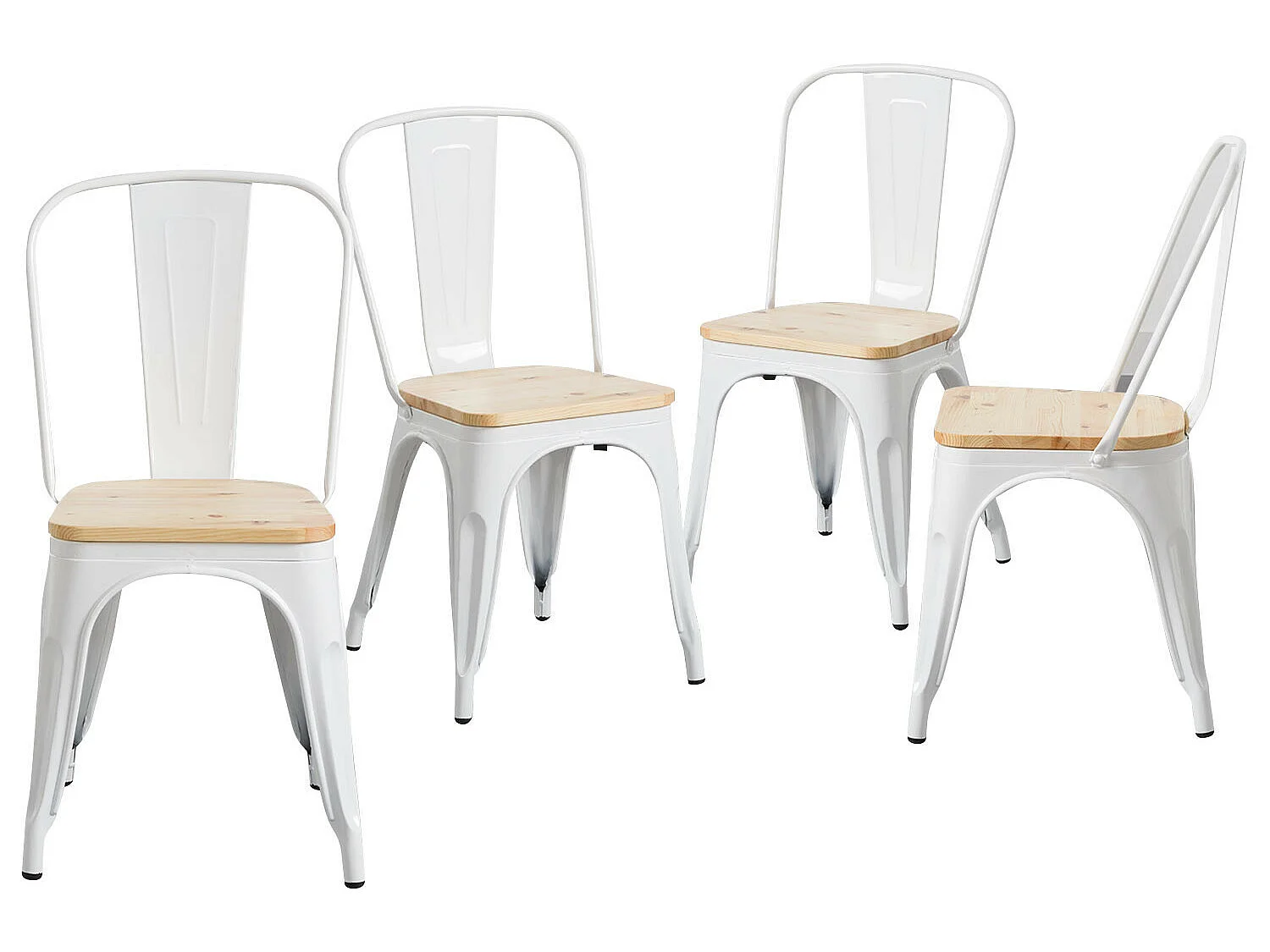 Pack 4 Sillas Industriales Strong con Asiento de Madera 44x43x84cm Thinia Home