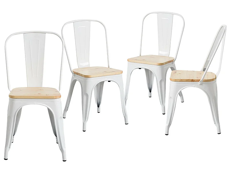 Pack 4 Sillas Industriales Strong con Asiento de Madera 44x43x84cm Thinia Home