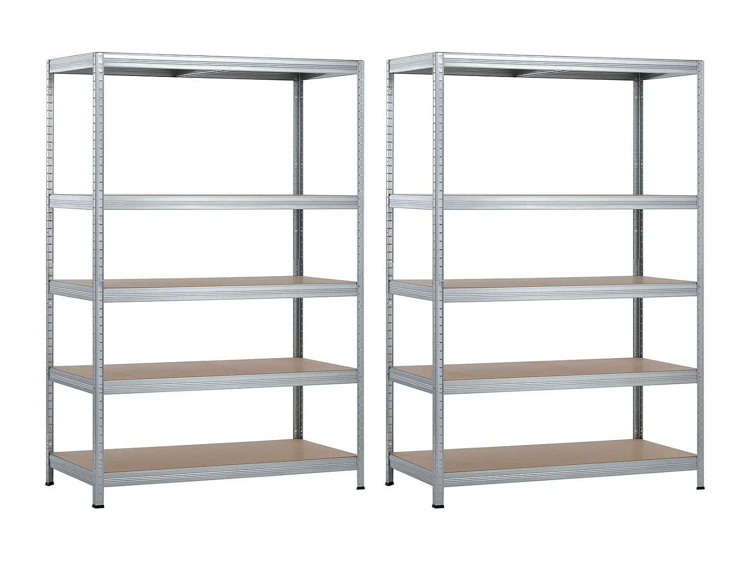 Pack 2 Rayonnages modulaires galvanisés avec 5 étagères réglables 180x120x60cm 1250Kg 7house
