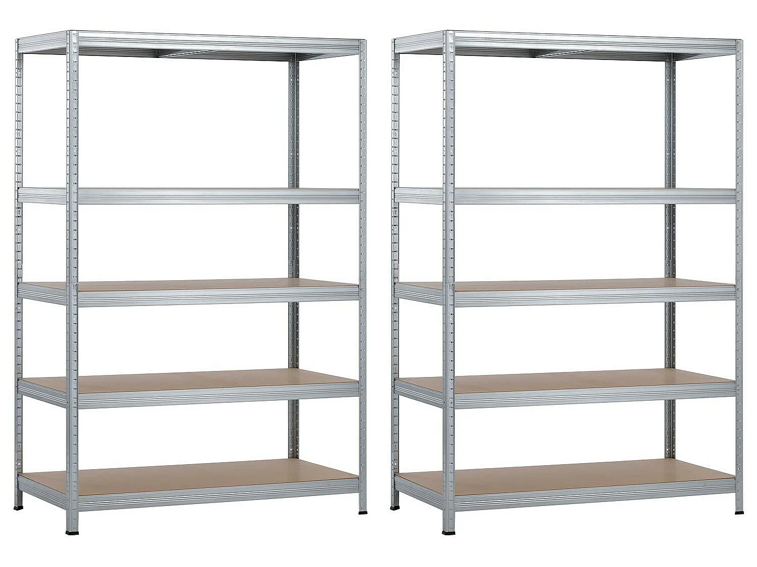 Pack 2 Rayonnages modulaires galvanisés avec 5 étagères réglables 180x120x60cm 1250Kg 7house