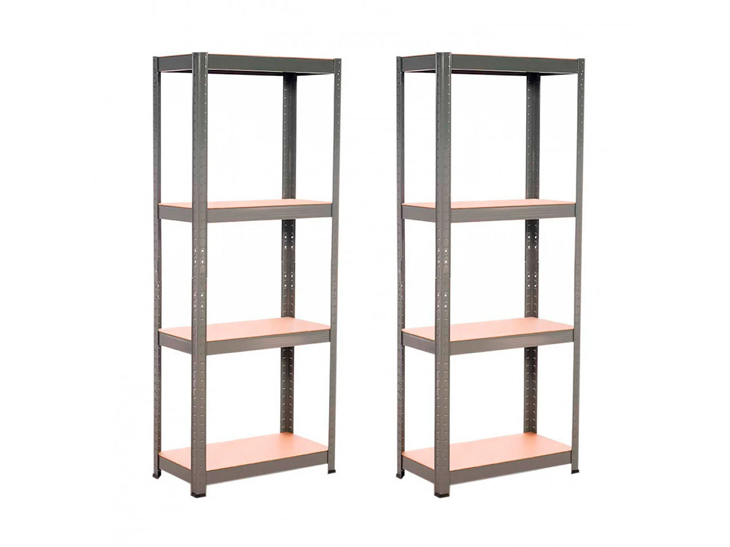 Pack 2 Rayonnages métalliques avec 4 étagères réglables 148x60x30cm 240Kg O91