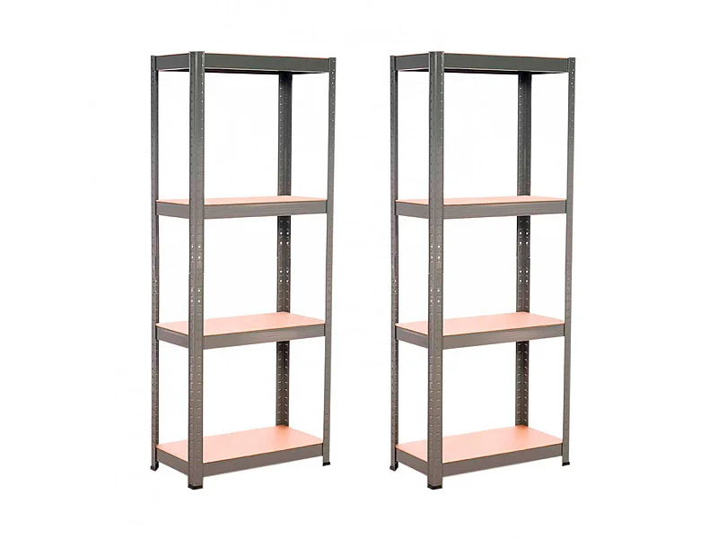 Confezione 2 Scaffali in metallo con 4 ripiani regolabili 148x60x30cm 240Kg O91