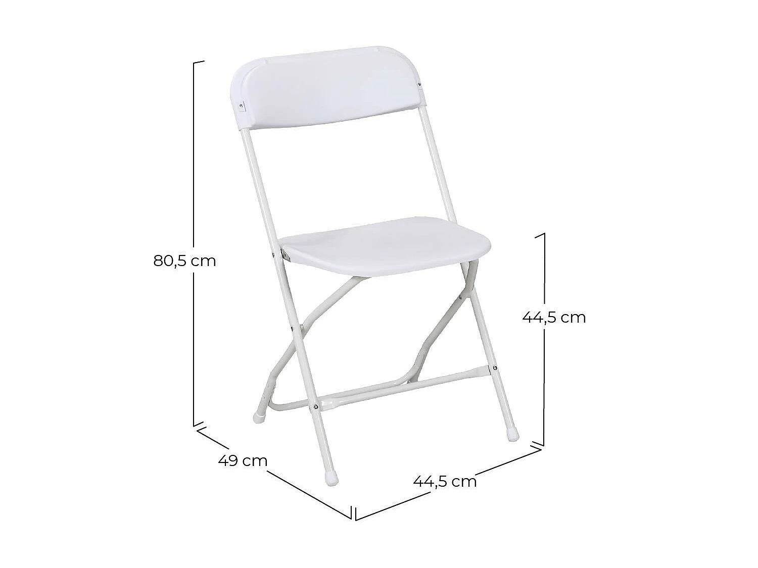 Lot de 2 chaises pliantes blanches 49x44.5x80.5cm 7house