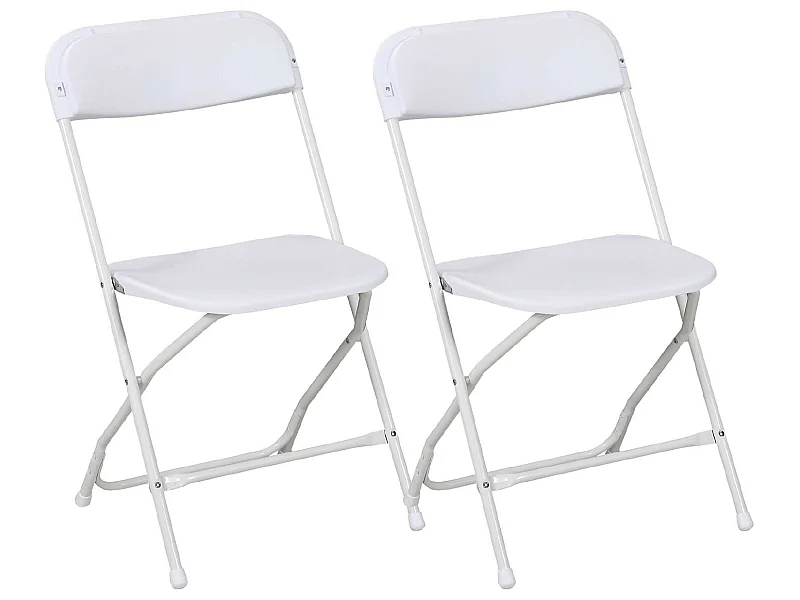 Lot de 2 chaises pliantes blanches 49x44.5x80.5cm 7house