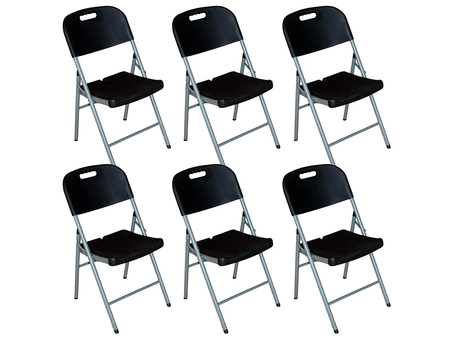 Pack 6 chaises pliantes avec poignée 47x58x87cm 7house