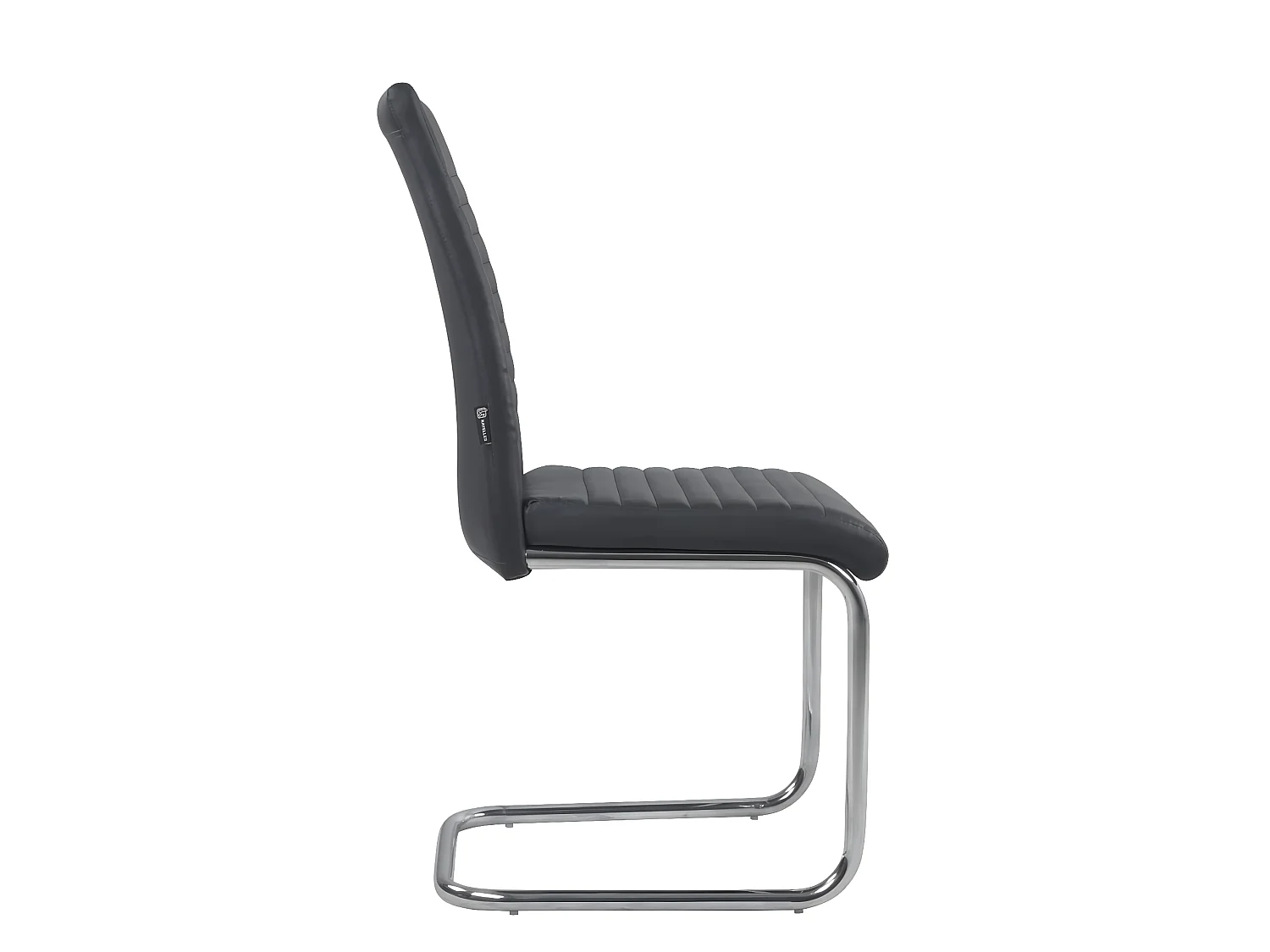 Lote de 2 sillas de comedor de diseño, asiento de cuero sintético acolchado, pata cromada OPUS (negro)