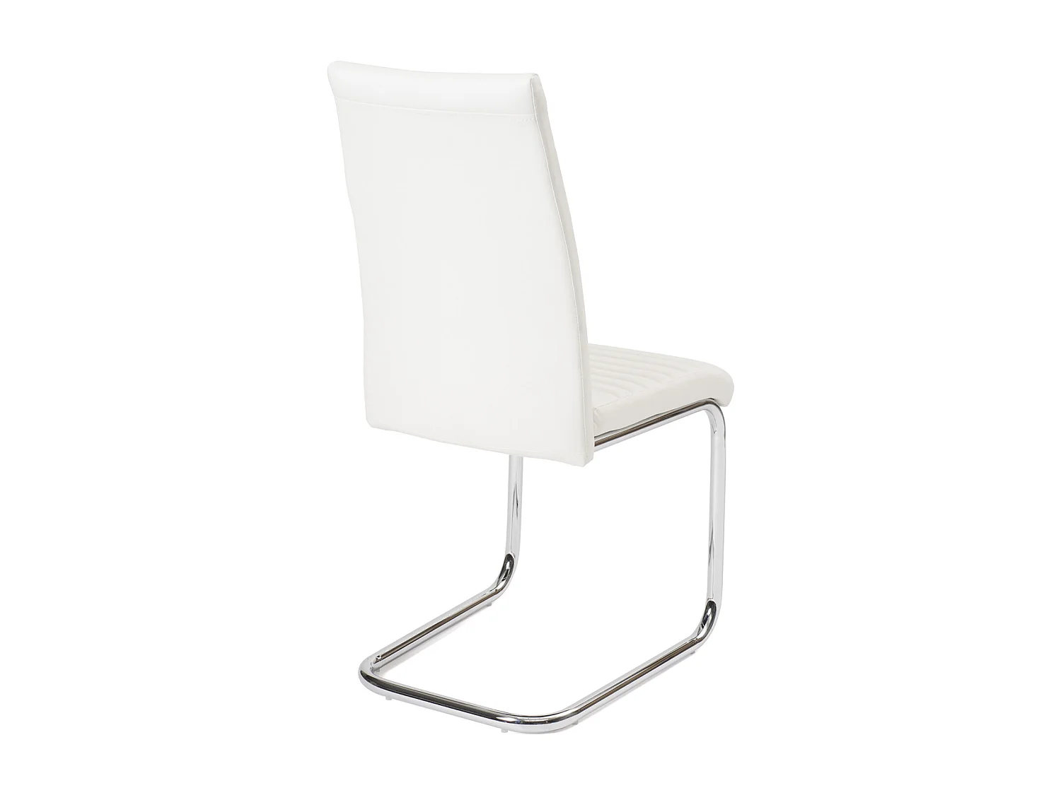 Lote de 2 sillas de comedor de diseño, asiento de cuero sintético acolchado, pata cromada OPUS (blanco)