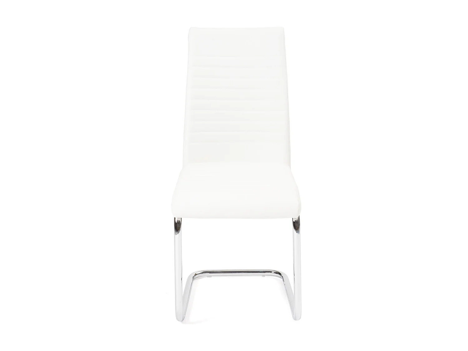 Lot de 2 chaises salle à manger design simili rembourré et surpiqué pied chrome OPUS (blanc)