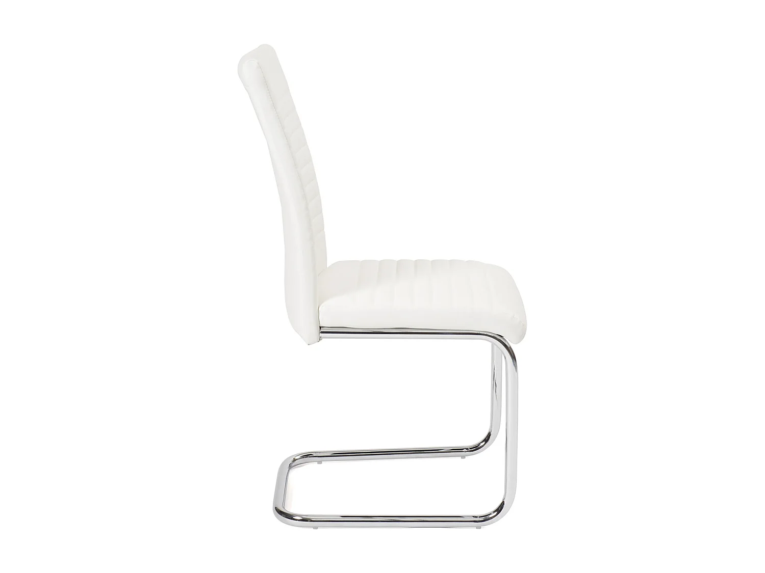 Lot de 2 chaises salle à manger design simili rembourré et surpiqué pied chrome OPUS (blanc)