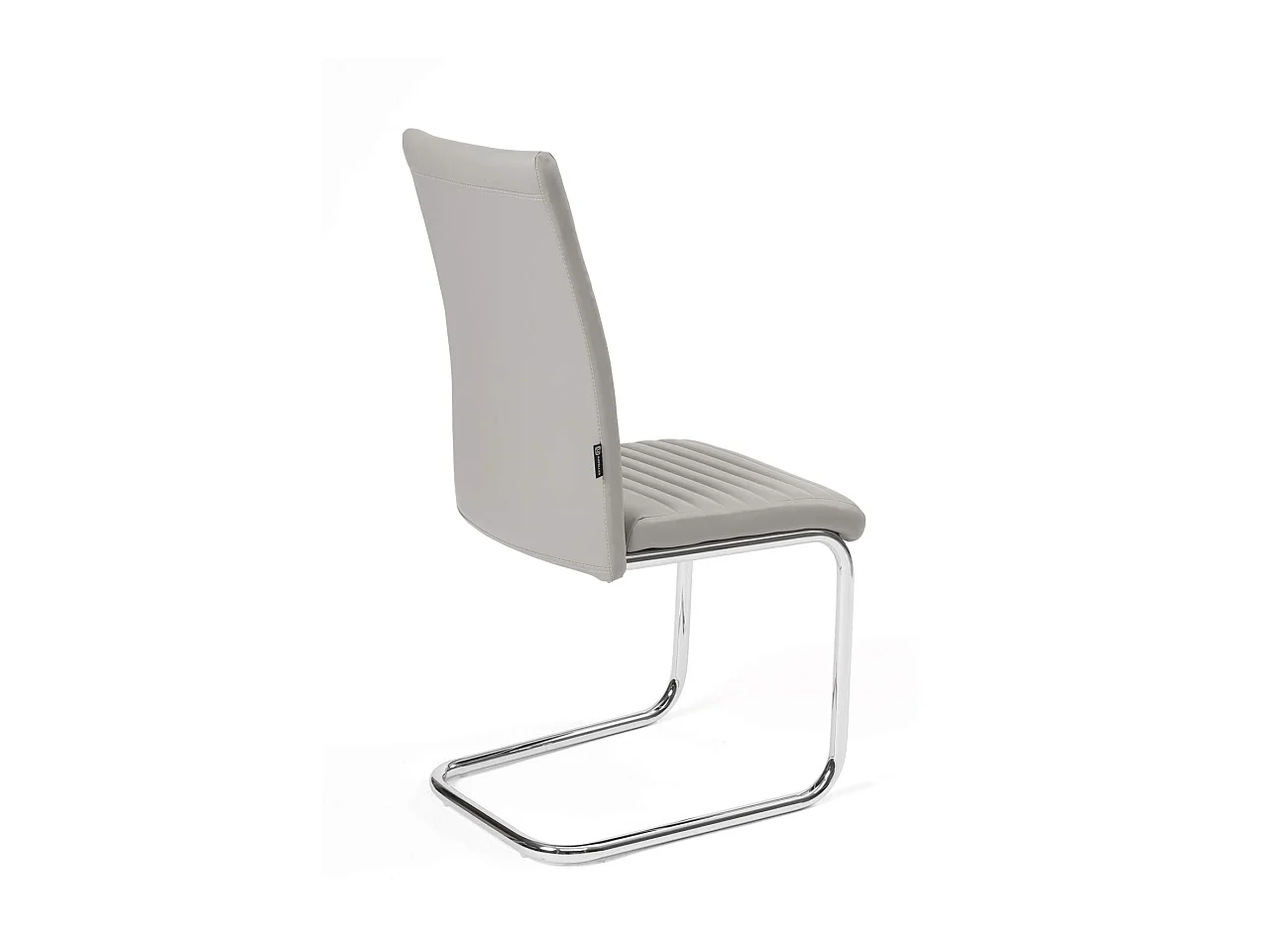 Lote de 2 sillas de comedor de diseño, asiento de cuero sintético acolchado, pata cromada OPUS (gris)