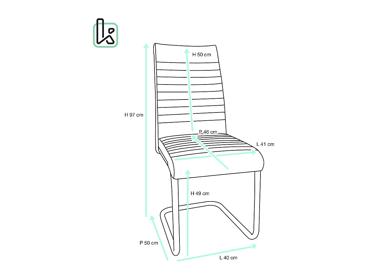 Lote de 2 sillas de comedor de diseño, asiento de cuero sintético acolchado, pata cromada OPUS (gris)