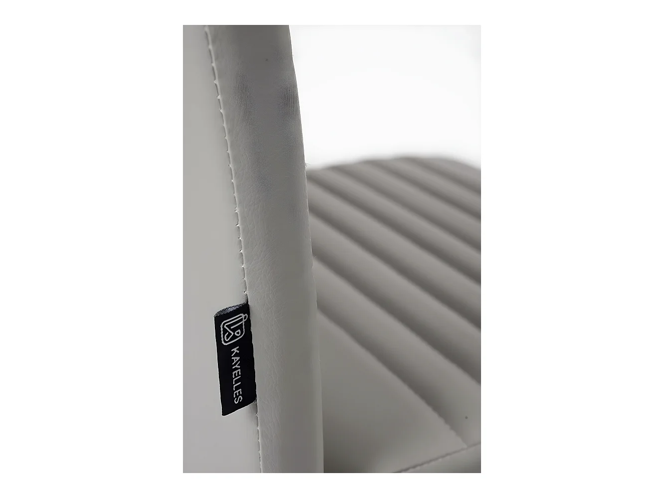 Lote de 2 sillas de comedor de diseño, asiento de cuero sintético acolchado, pata cromada OPUS (gris)