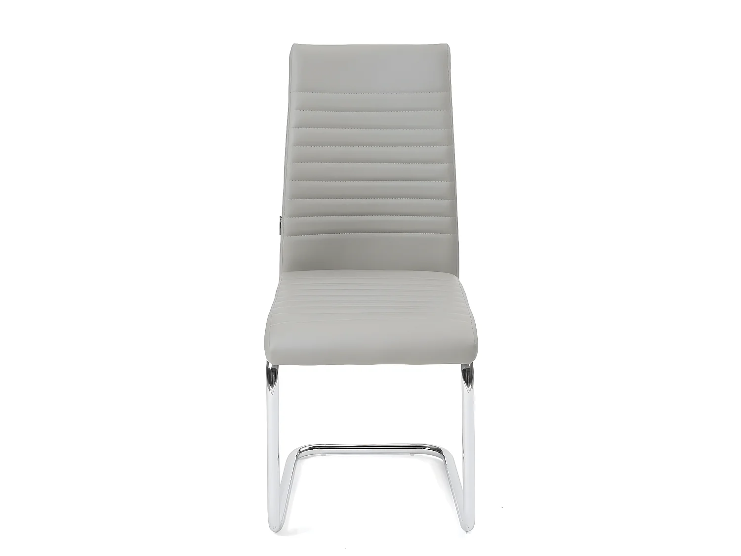 Lot de 2 chaises salle à manger design simili rembourré et surpiqué pied chrome OPUS (gris)