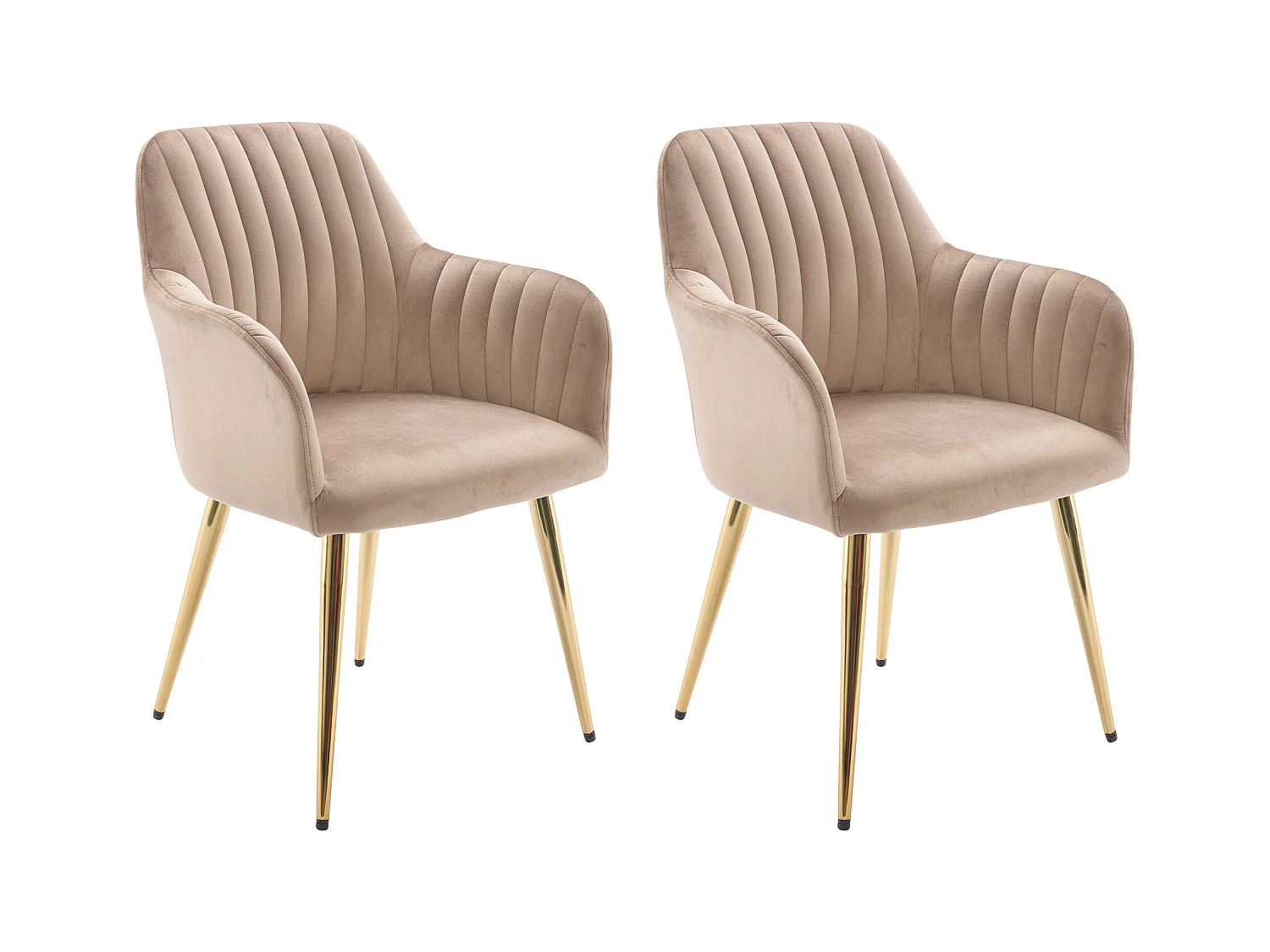 Lote de 2 sillas con brazos de terciopelo y metal dorado - Beige - ELEANA