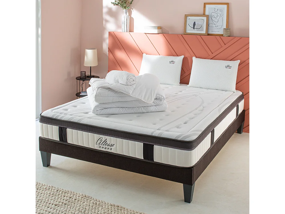 Matelas Altesse Mousse Haute densité Accueil Mémoire de forme+ sommier + accessoires - 140 x 200 cm