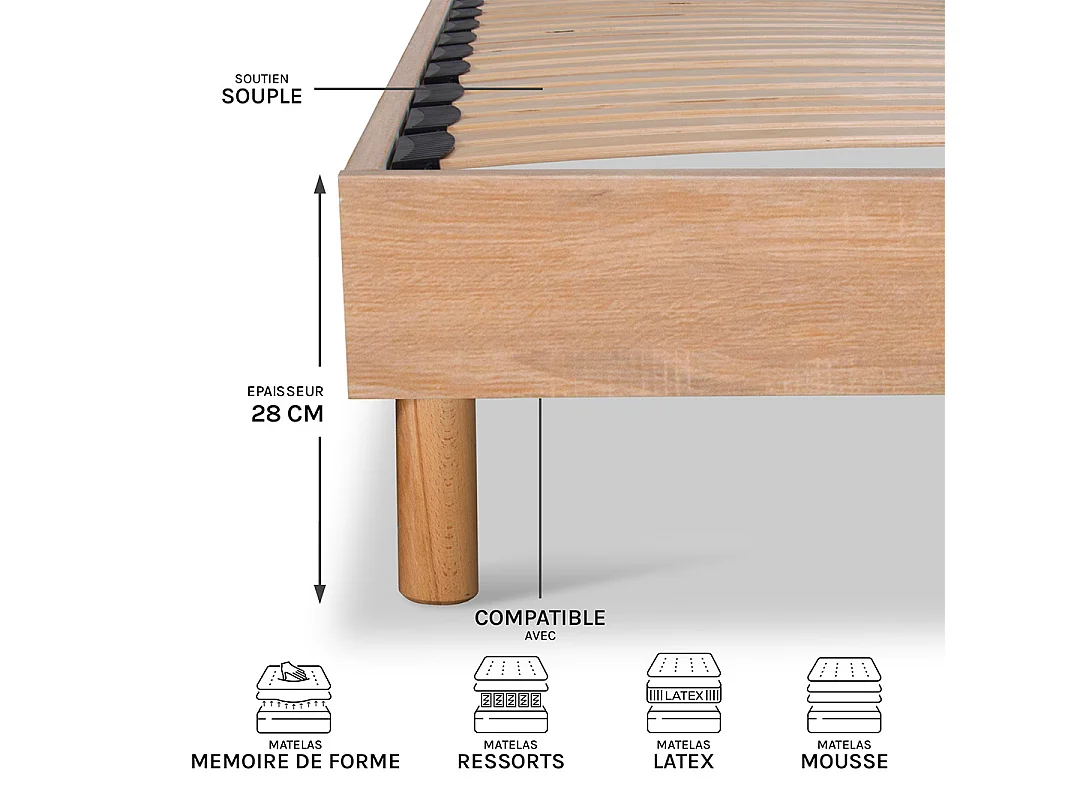 Matelas Quintessence Mousse  Accueil Mémoire de forme+ sommier + accessoires - 140 x 200 cm