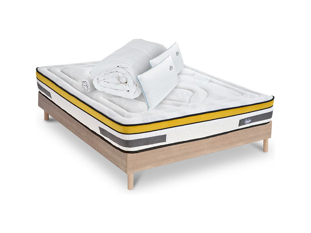 Ensemble Matelas Aubertin Ressorts ensachés Accueil mémoire + sommier + accessoires - 140 x 190