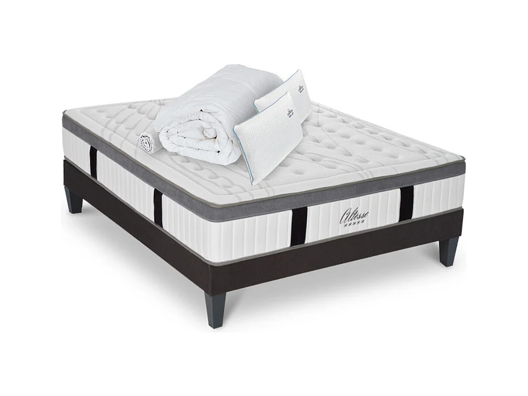 Matelas Altesse Mousse Haute densité Accueil Mémoire de forme+ sommier + accessoires - 160 x 200 cm