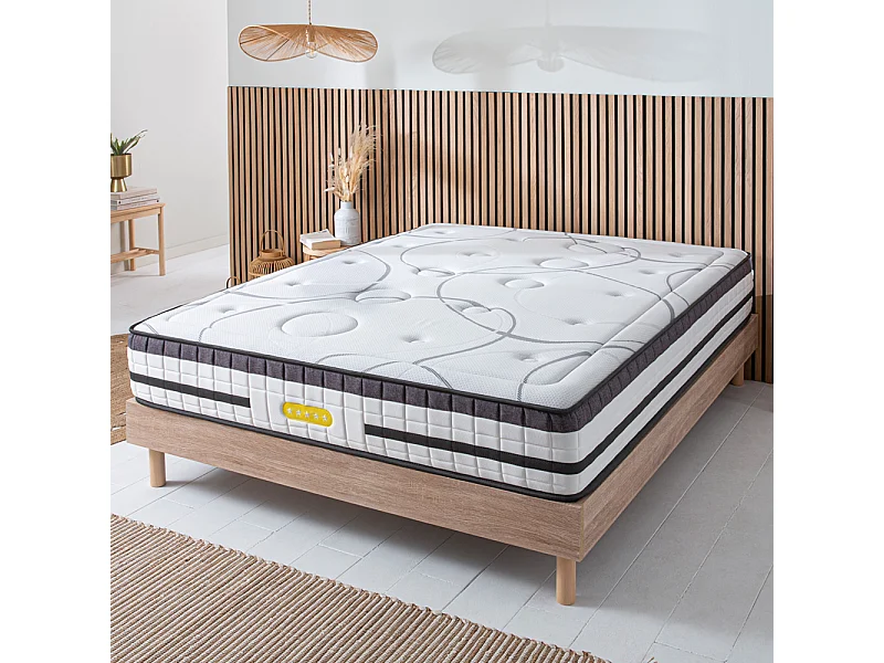 Ensemble Matelas Concorde Ressorts ensachés Accueil mémoire + sommier + accessoires - 90 x 200 cm