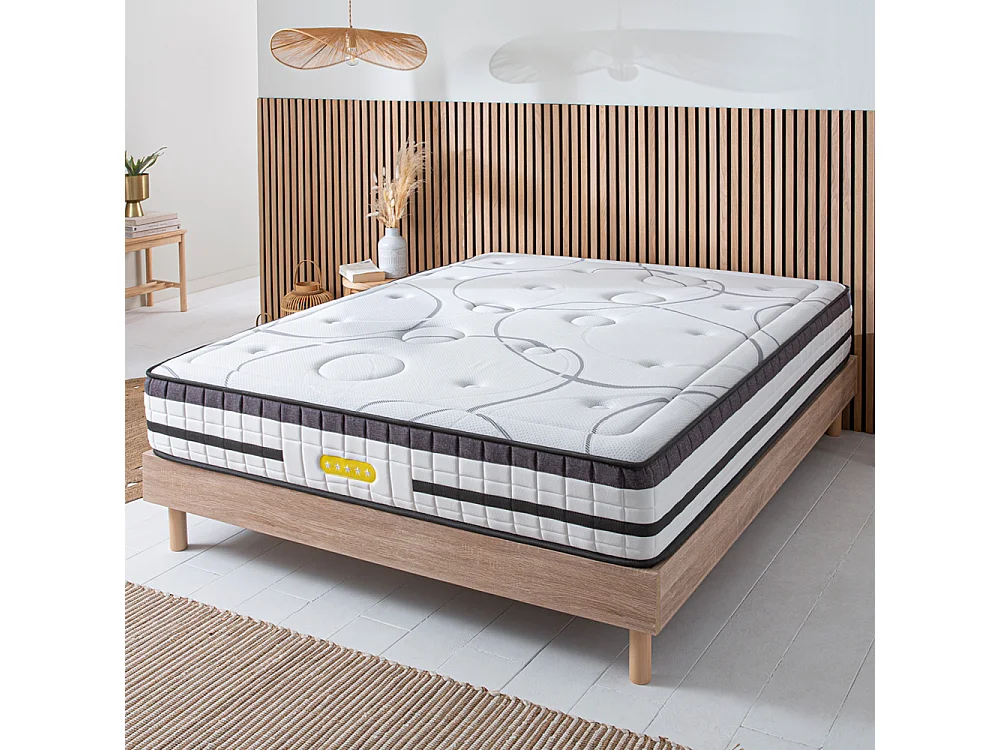 Ensemble Matelas Concorde Ressorts ensachés Accueil mémoire + sommier + accessoires - 90 x 200 cm