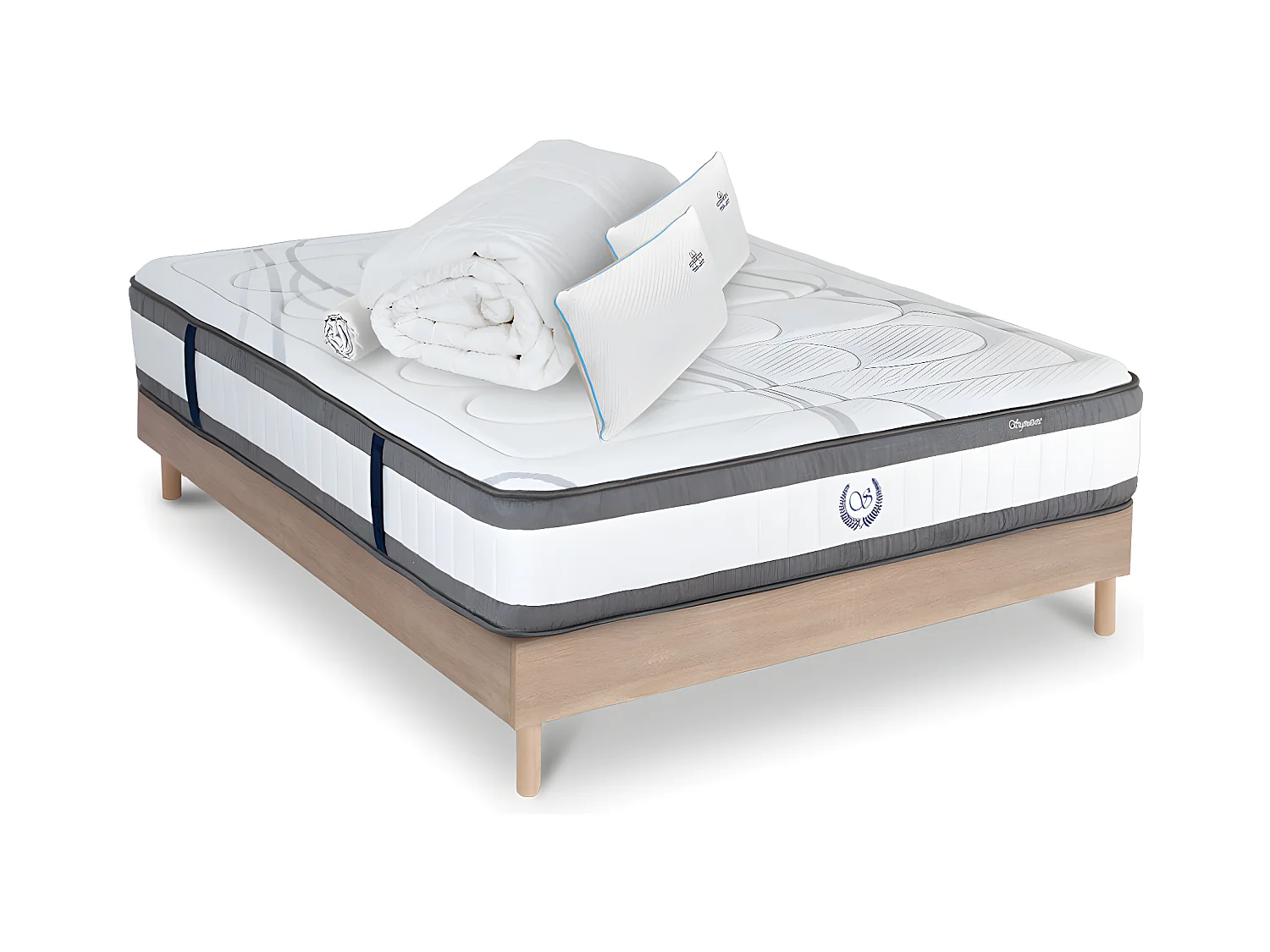 Ensemble Matelas Signature Ressorts ensachés Accueil mémoire + sommier + accessoires - 180 x 200