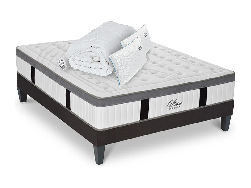 Matelas Altesse Mousse Haute densité Accueil Mémoire de forme+ sommier + accessoires - 140 x 190 cm