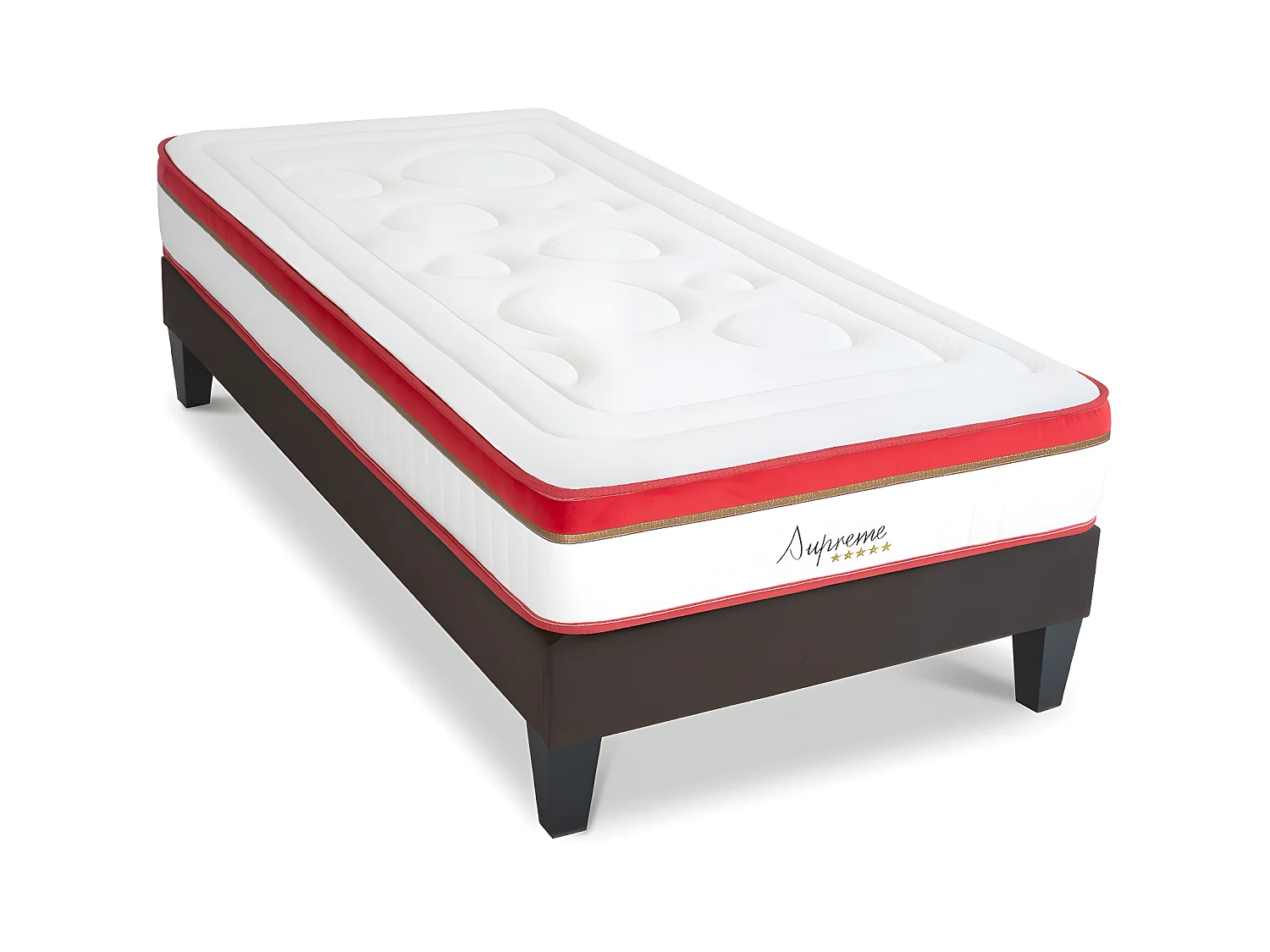 Matelas Suprême Mousse Haute densité Accueil Mémoire de forme et sommier tissu gris - 90 x190 cm