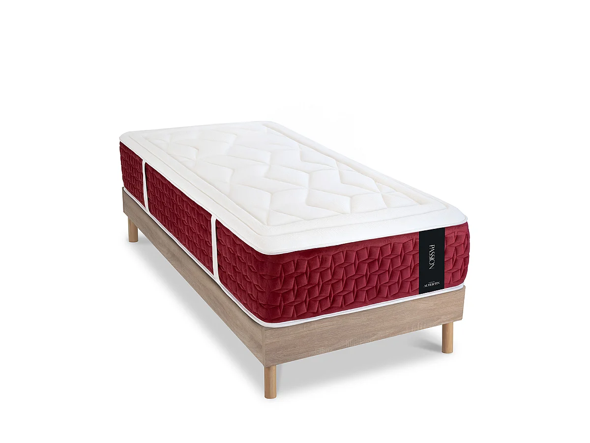 Ensemble Passion 90x190 cm + sommier bois - Ressorts + mémoire - Ép. 32 cm