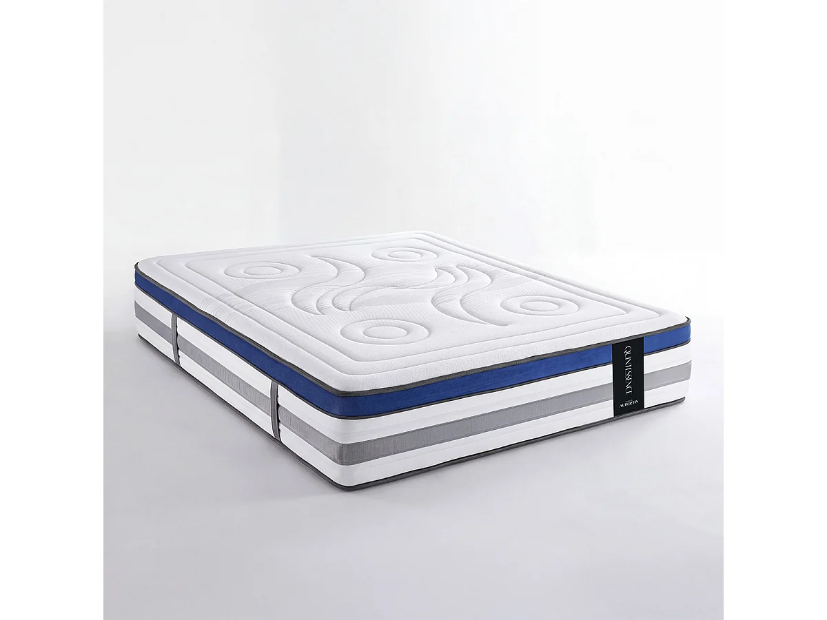 Ensemble Quintessence 90x200 cm + sommier bois + accessoires - Mousse HD mémoire - Ép. 30 cm