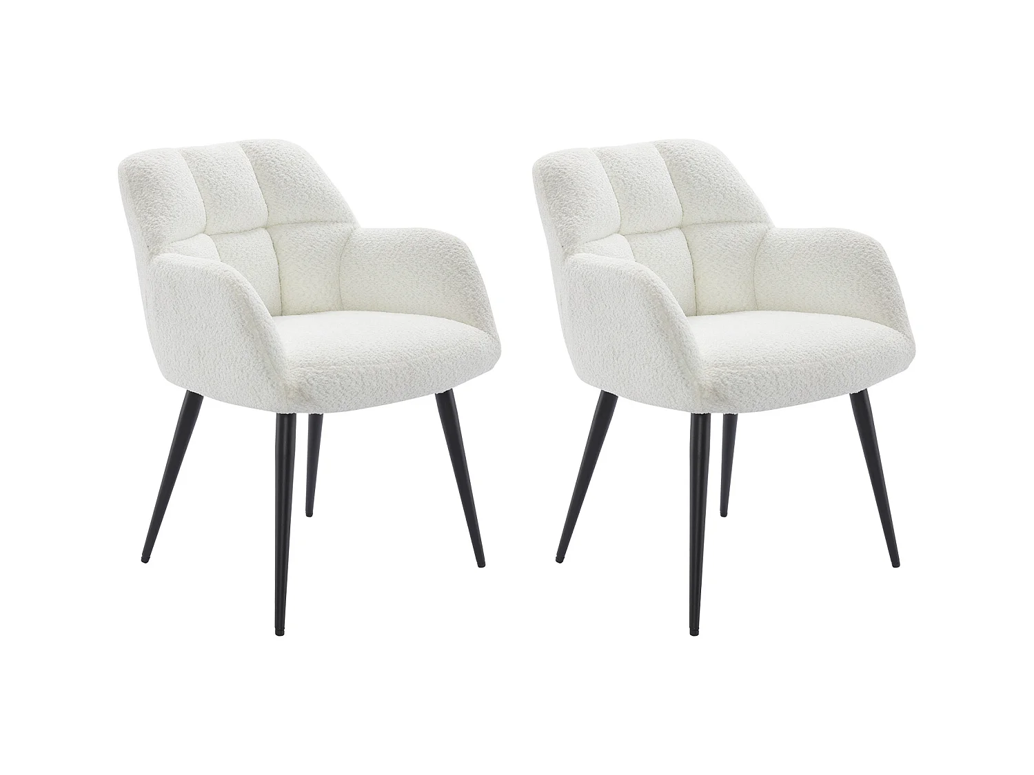 Sedia con braccioli Tessuto bouclette e Metallo Bianco - Lotto di 2 - PEGA