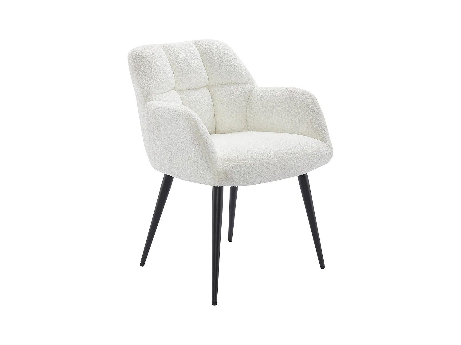 Sedia con braccioli Tessuto bouclette e Metallo Bianco - Lotto di 2 - PEGA