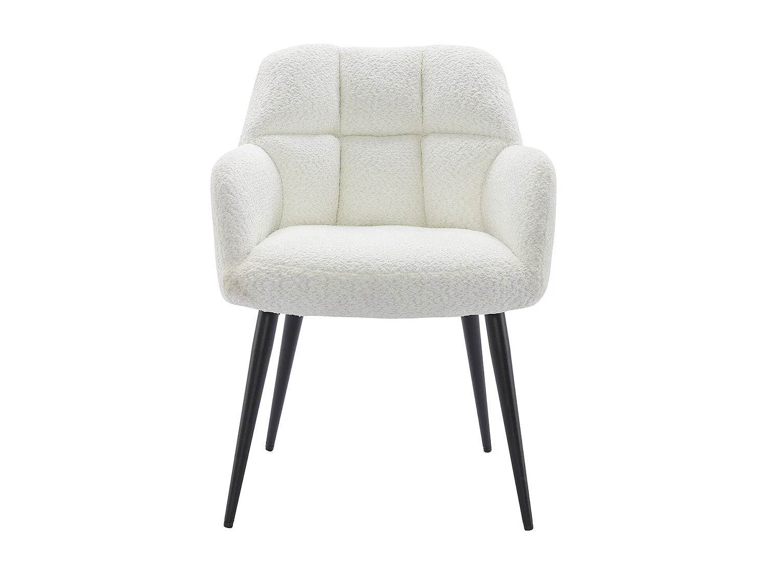 Lot de 2 chaises avec accoudoirs - Tissu bouclette et métal noir - Blanc - PEGA de Pascal MORABITO