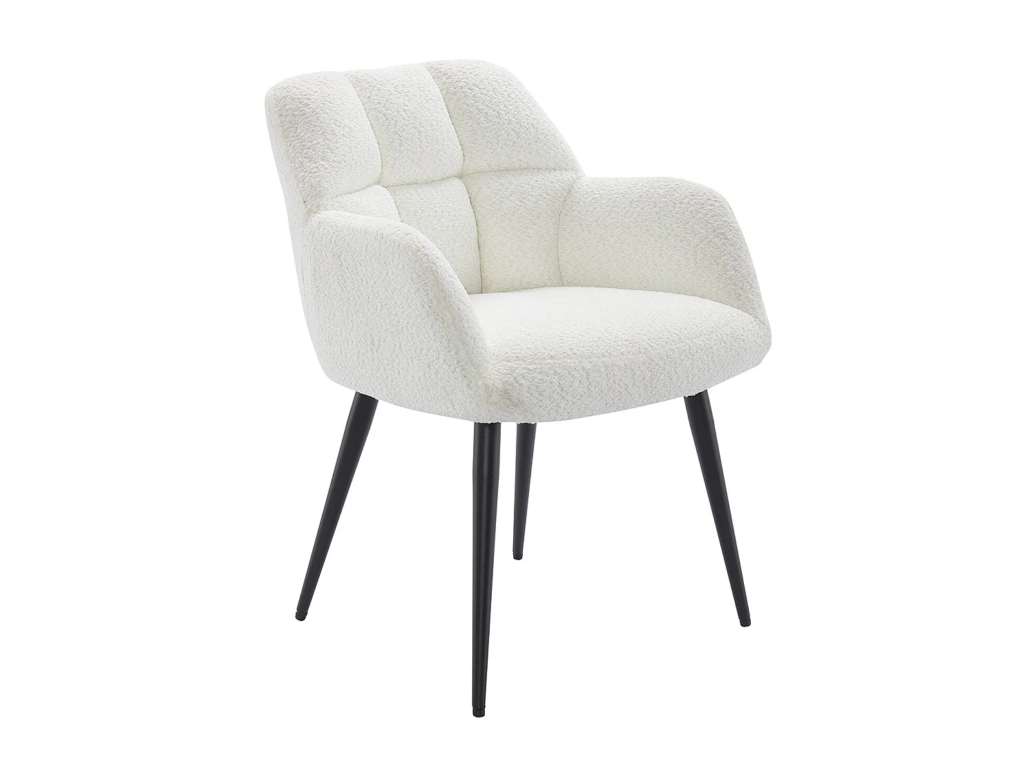 Lot de 2 chaises avec accoudoirs - Tissu bouclette et métal noir - Blanc - PEGA de Pascal MORABITO