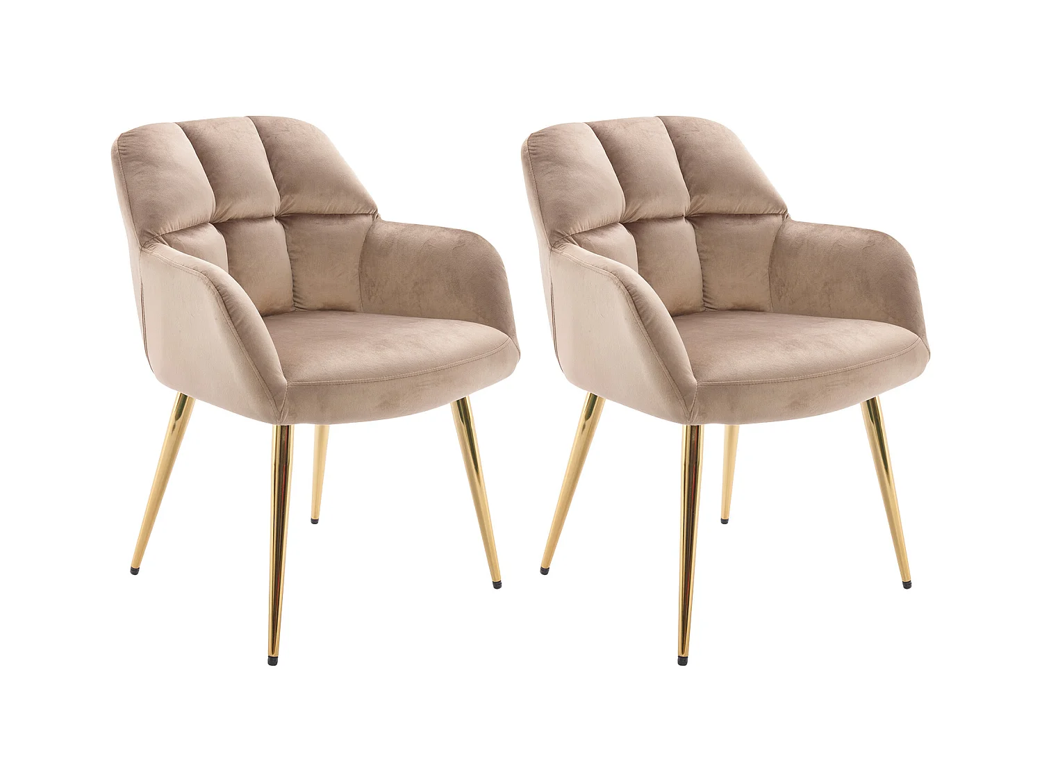 Set med 2 stolar med armstöd - Sammet och förgylld metall - Beige - PEGA av Pascal MORABITO