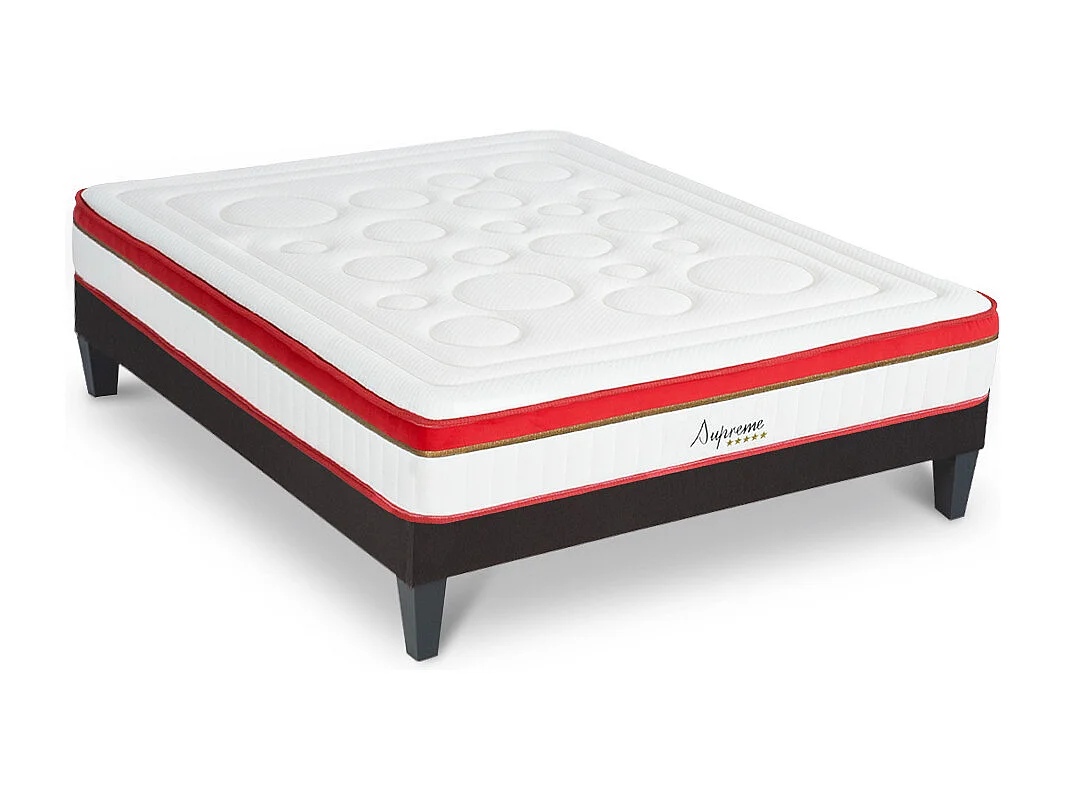 Matelas Suprême Mousse Haute densité Accueil Mémoire de forme et sommier tissu gris - 180 x 200 cm