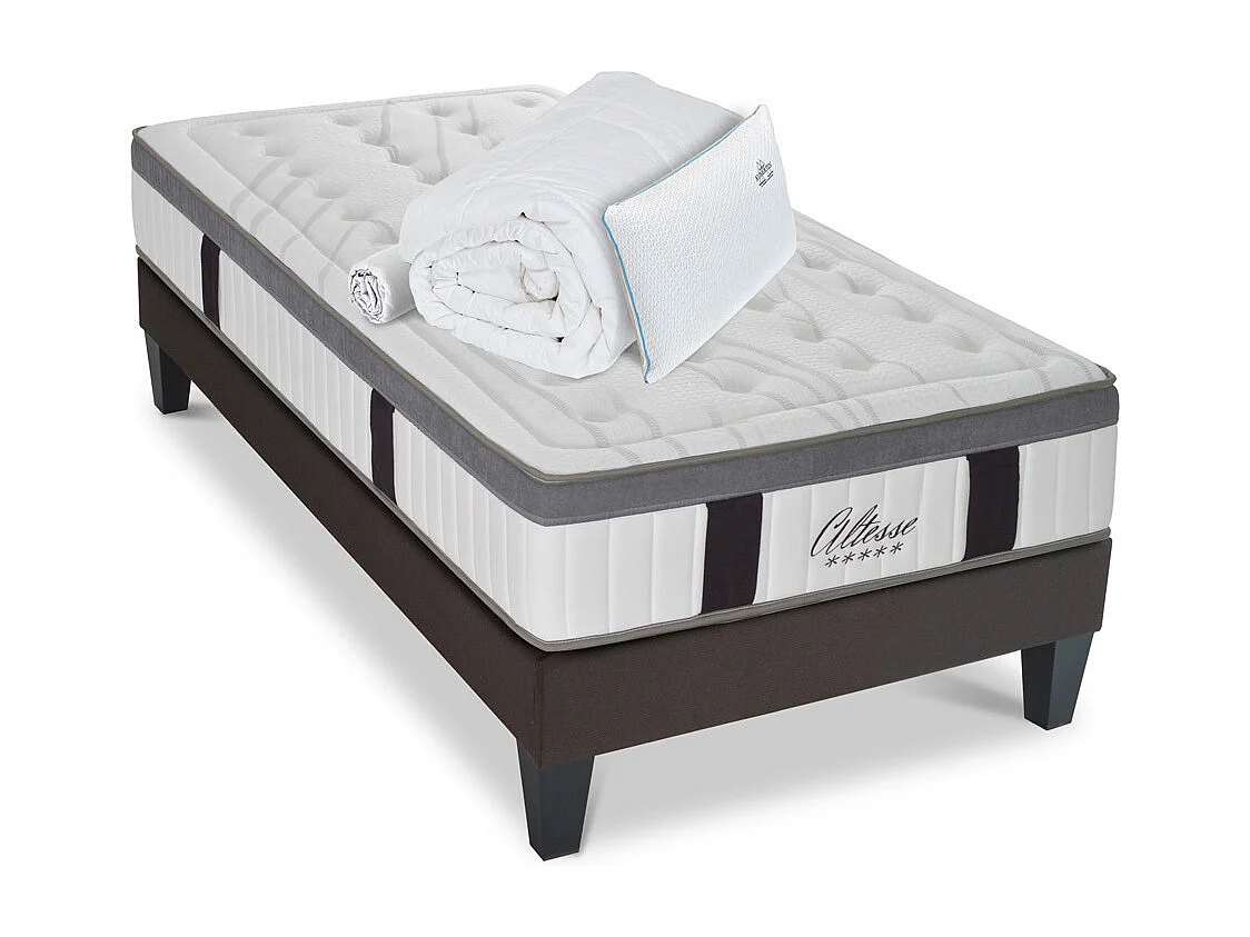 Matelas Altesse Mousse Haute densité Accueil Mémoire de forme+ sommier + accessoires - 90 x190 cm