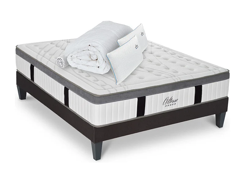 Matelas Altesse Mousse Haute densité Accueil Mémoire de forme+ sommier + accessoires - 90 x190 cm