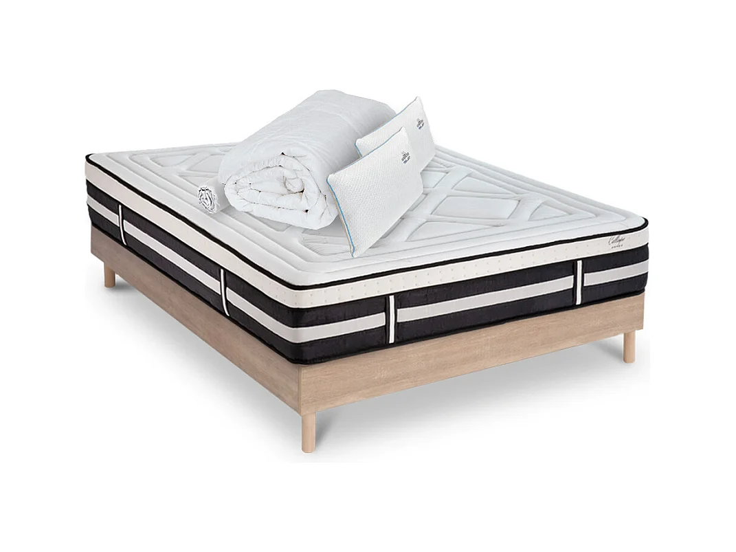 Matelas Calliope Mousse Haute densité Accueil Mémoire de forme+ sommier + accessoires - 140 x 190 cm