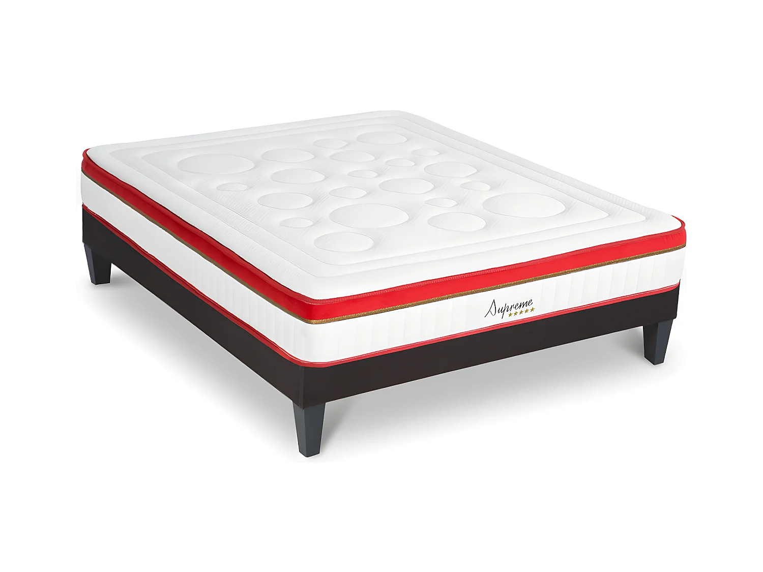 Matelas Suprême Mousse Haute densité Accueil Mémoire de forme et sommier tissu gris - 140 x 190 cm