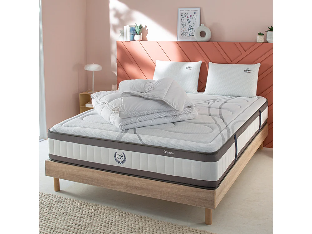 Ensemble Matelas Signature Ressorts ensachés Accueil mémoire + sommier + accessoires - 90 x 190 cm