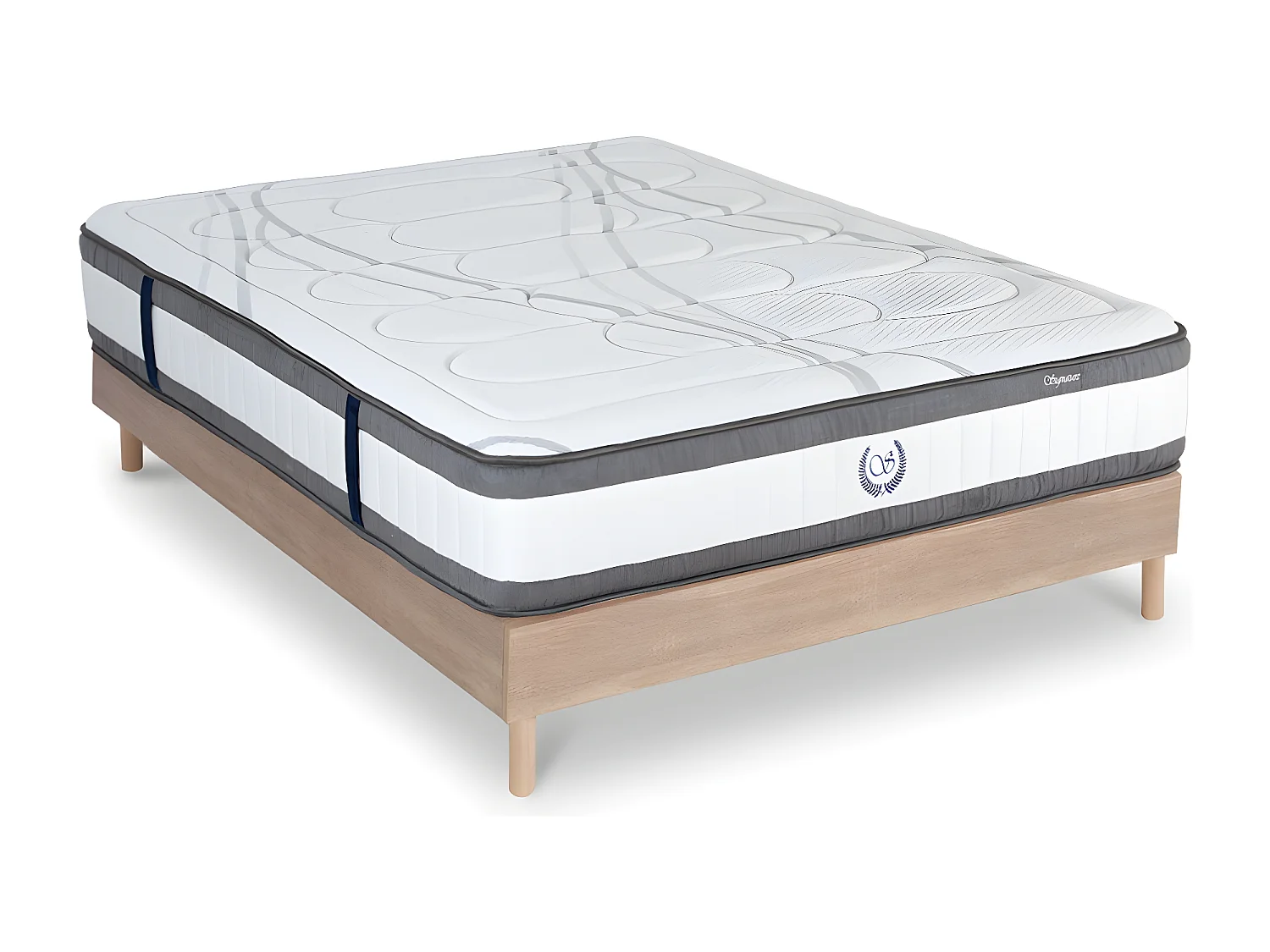 Ensemble Matelas Signature Ressorts ensachés Accueil mémoire et sommier kit bois - 140 x 200 cm
