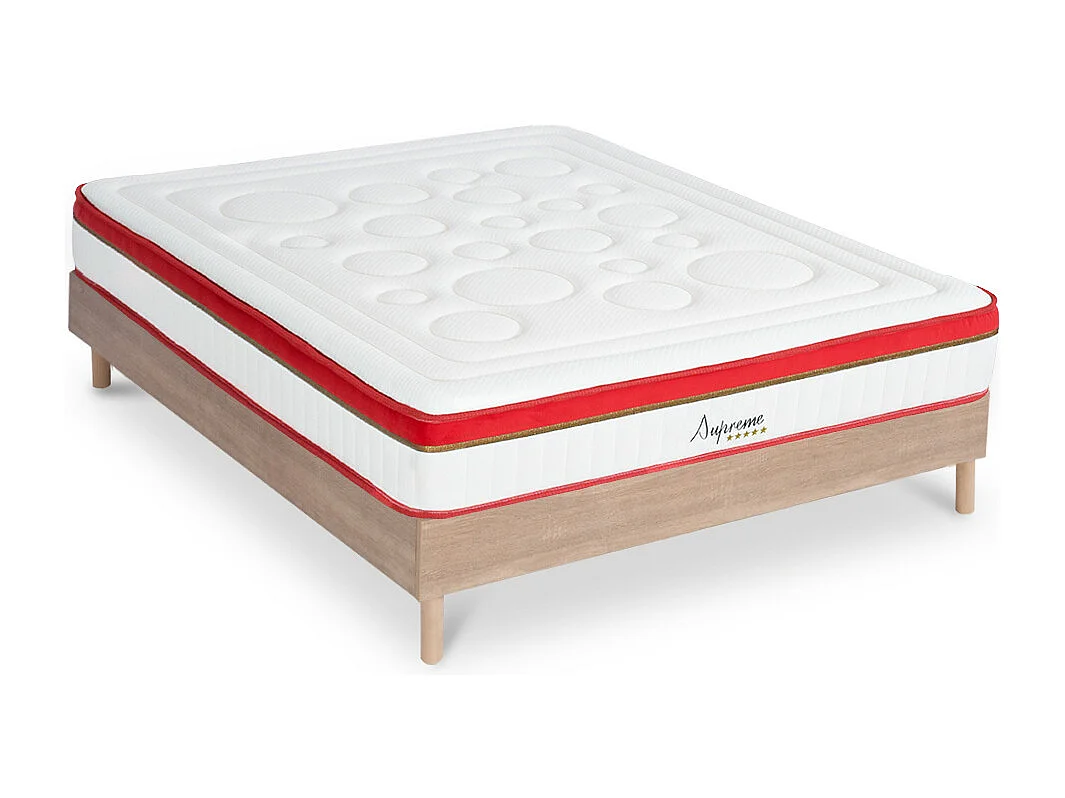 Ensemble Suprême 180x200 cm + sommier bois - Mousse HD mémoire - Ép. 24 cm