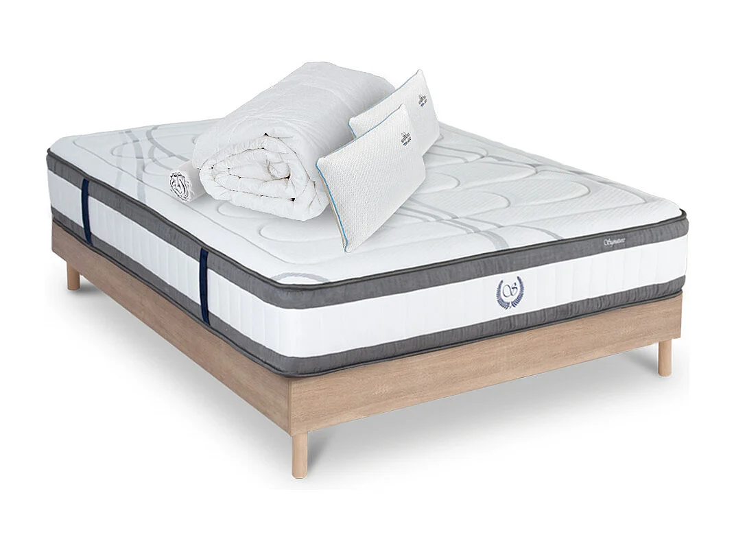 Ensemble Matelas Signature Ressorts ensachés Accueil mémoire + sommier + accessoires - 90 x 200 cm