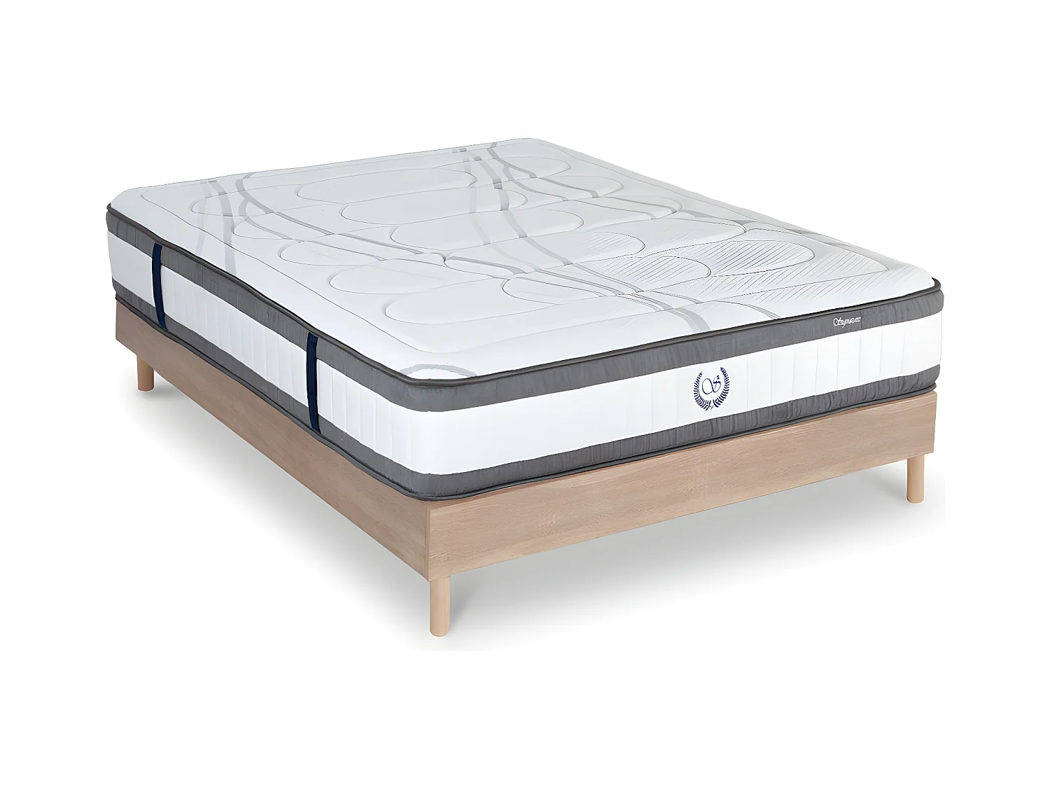 Ensemble Matelas Signature Ressorts ensachés Accueil mémoire et sommier kit bois - 180 x 200 cm
