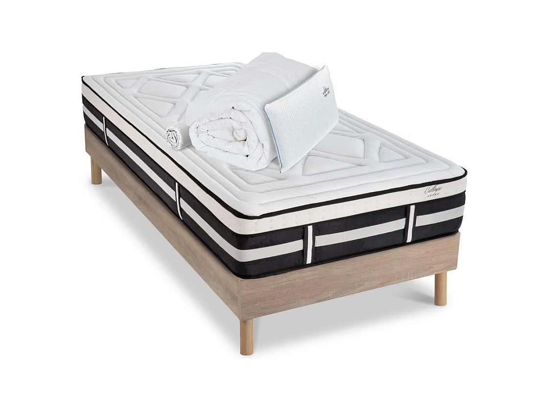 Matelas Calliope Mousse Haute densité Accueil Mémoire de forme+ sommier + accessoires - 90 x200 cm