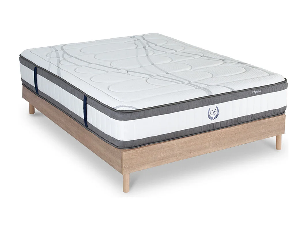 Ensemble Matelas Signature Ressorts ensachés Accueil mémoire et sommier kit bois - 160 x 200 cm